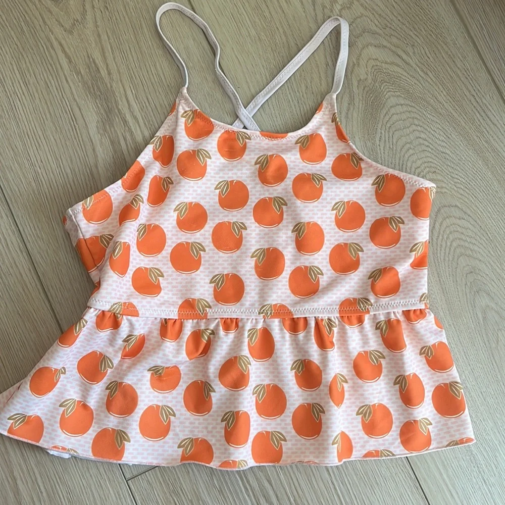 Pink Chicken Girls' Ruffle Tankini Swim Tank Top Tangerine Oranges